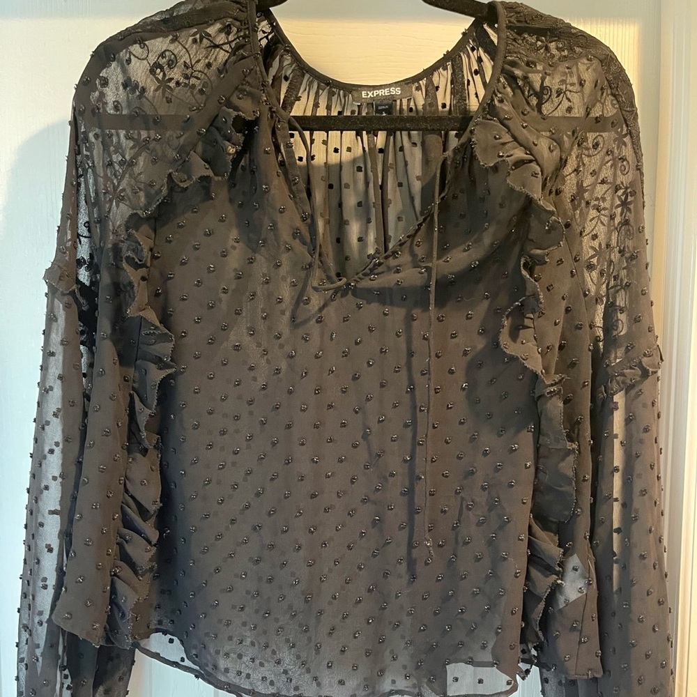 Express- SMALL black sheer blouse